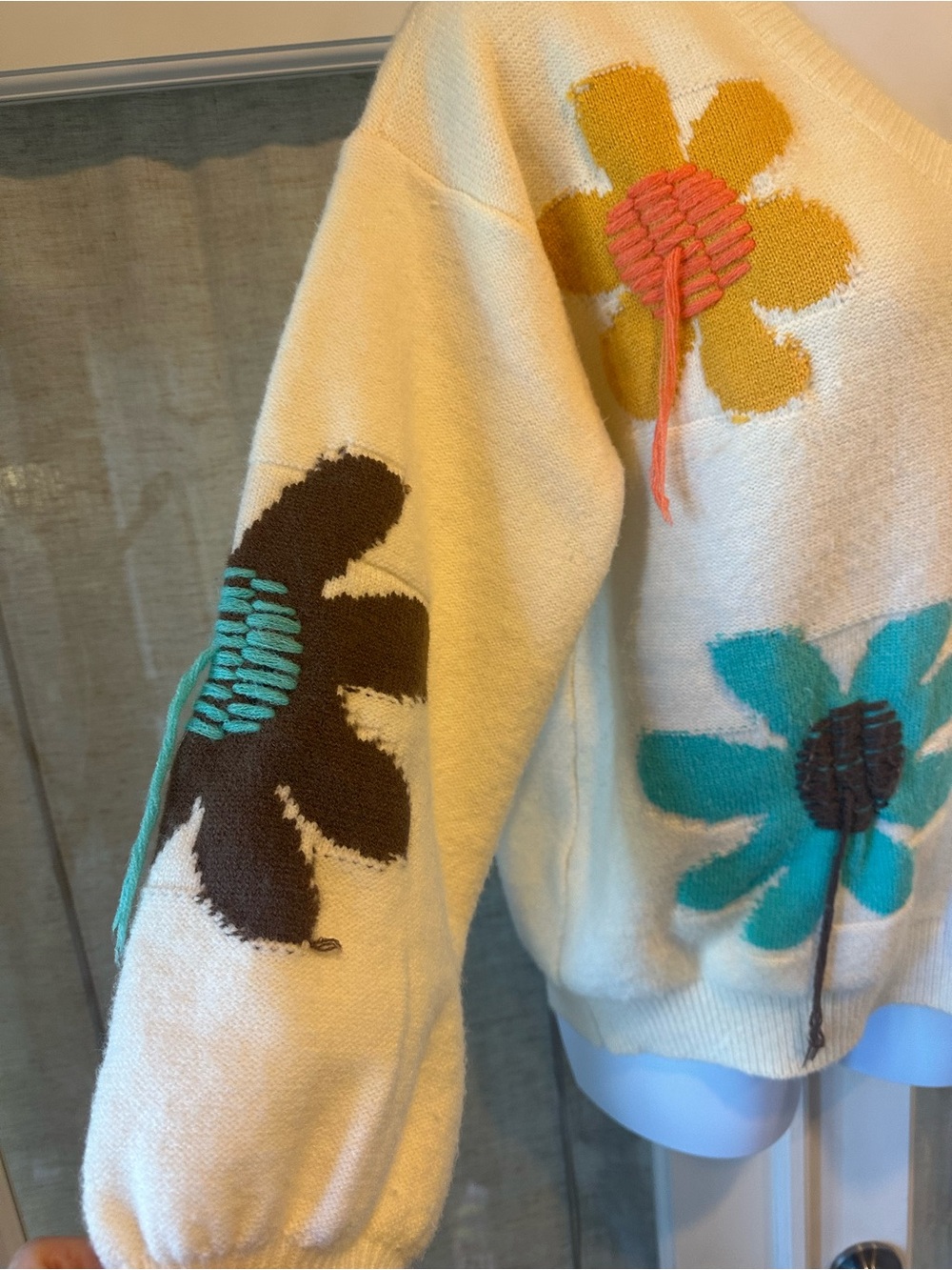 POL Boho Good Mood Flower Sweater in OVERSIZED Medium - Picture 9 of 14